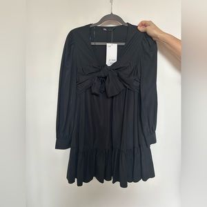 Zara bow tie front dress black Size M NWT